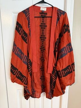Universal Thread Orange and Black Geometric Kimono
